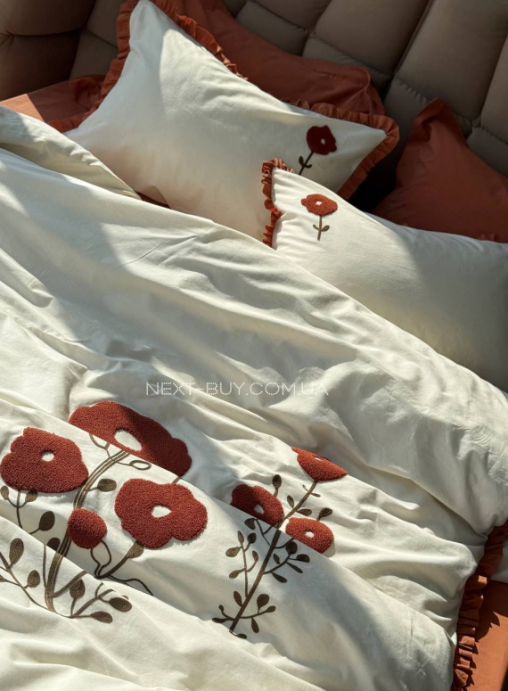 Постільна білизна Saheser Alessa Keremit євро 200х220 з вишивкою