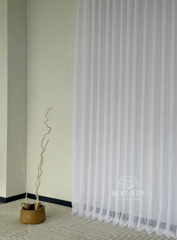 Тюль Linen Sofia Veil — білий льон преміум якості, Туреччина