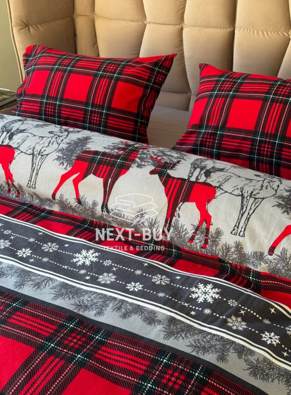 Постільна білизна First Choice Flannel Happiness Red полуторний 160х220