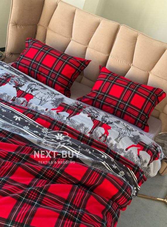 Постільна білизна First Choice Flannel Happiness Red полуторний 160х220