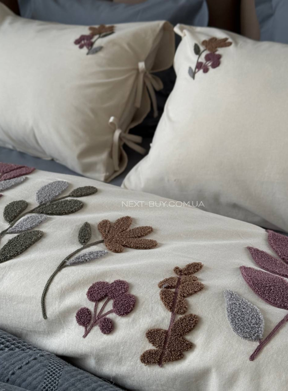 Постільна білизна з піке з простирадлом на резинці Saheser Paula Gri євро