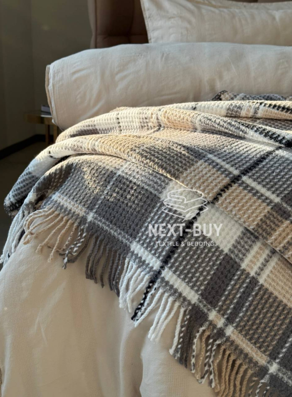 Плед в клетку Aksu Cozy Life Inka Gri