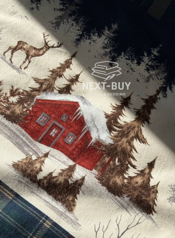 Постільна білизна First Choice фланель Nature navy полуторний 160х220