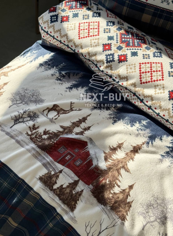 Постільна білизна First Choice фланель Nature navy сімейний 160х220х2