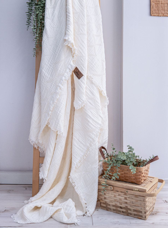 Муслінове покривало Saheser Oscar krem  євро Туреччина