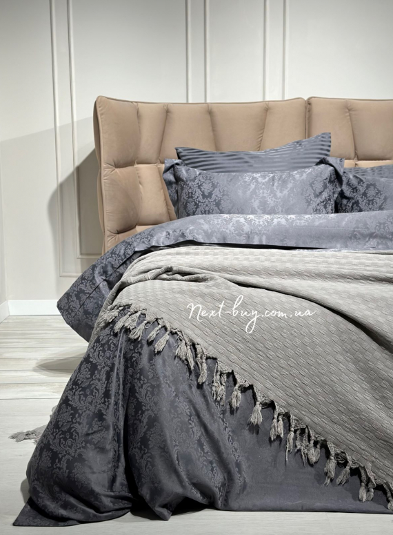 Maison D'or Paris My Favorite плед з бахромою сірий 180х220