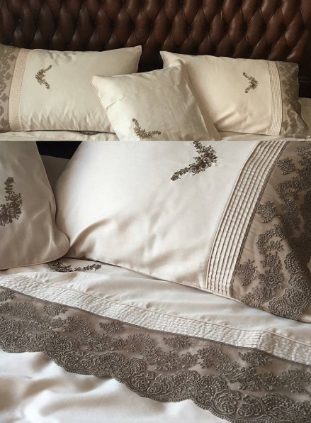 Maison D'or Helena Bej семейное постельное белье сатин с кружевом