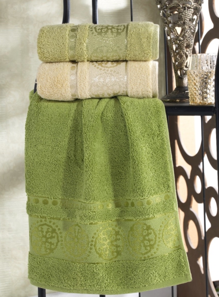 Набор полотенец для лица Cestepe Orient micro Delux Green 3 шт. хлопок Турция