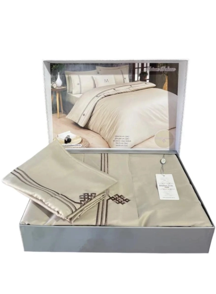 Постільна білизна Maison D'or Maison Deluxe beige-brown 200x220см сатин з вишивкою