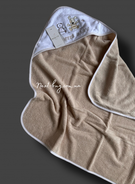 Maison D`or Lamite beige детское махровое полотенце - уголок с вышивкой бежевое 76x76