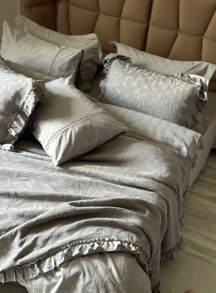 Жакардове покривало з наволочками Saheser Ilda gri євро Туреччина