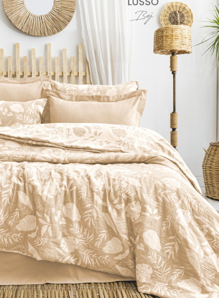 Постільна білизна Saheser Lusso Bej євро 200х220 jacquard