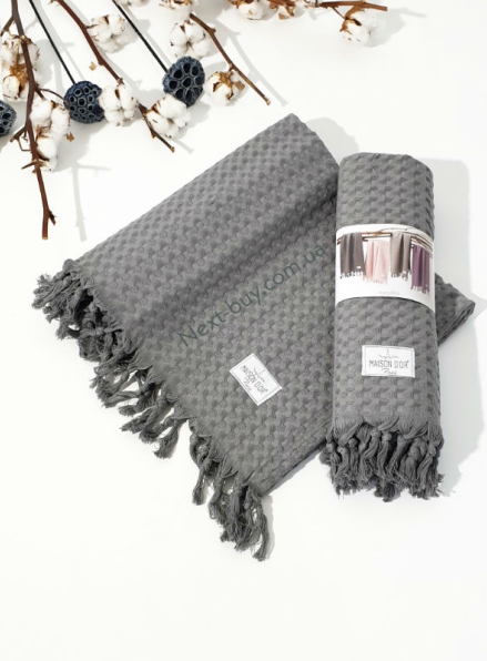 Maison D'or Ancelina бавовняні плетені рушники для лазні 70х140см сірий