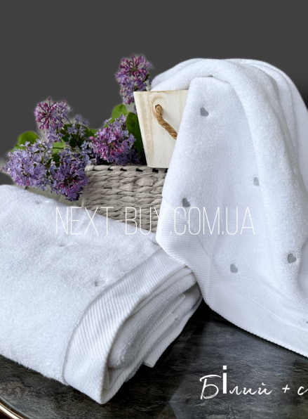 Махровое полотенце для лица Cestepe Kalpli Nakisli white-gri 50х90 Турция