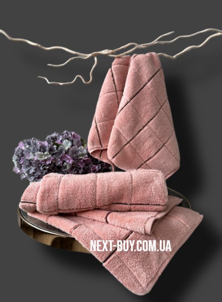 Махровое полотенце для лица Cestepe Kare 50х90 розовое Турция