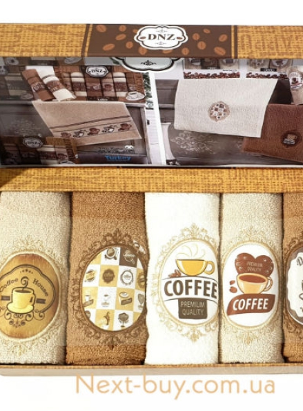 Набір кухонних рушників DNZ Premium Coffee 5шт. 40х60