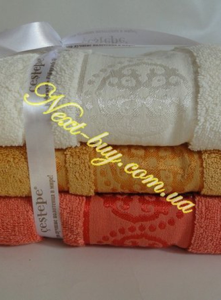 Набор лицевых полотенц разных цветов Cestepe micro Delux 3шт. / 100% хлопок Турция