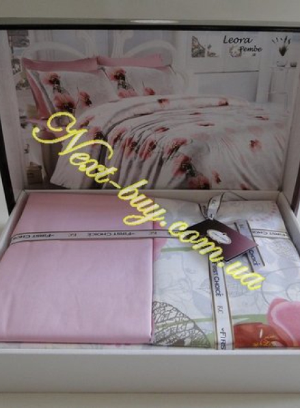 First choice LEORA PEMBE - pink постельное белье ранфорс семейный 160х220х2