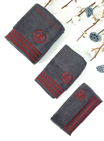 Maison D'or Delon Cotton набір рушників для чоловіків темно-сірий з червоним