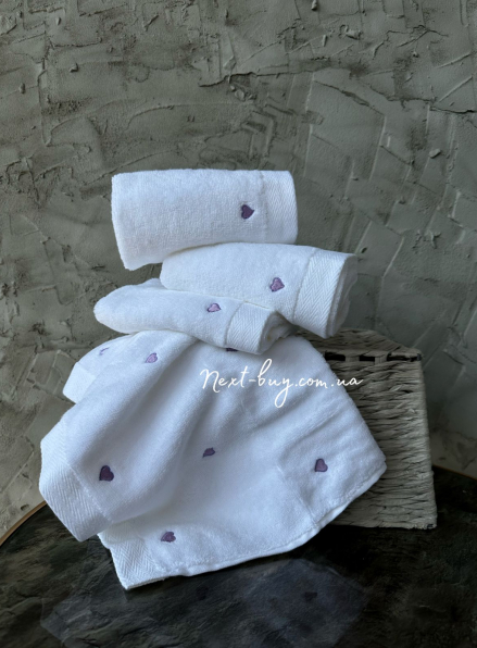 Maison D'or Micro Cotton Soft Embroidery набор хлопковых полотенец 4шт white-lilac