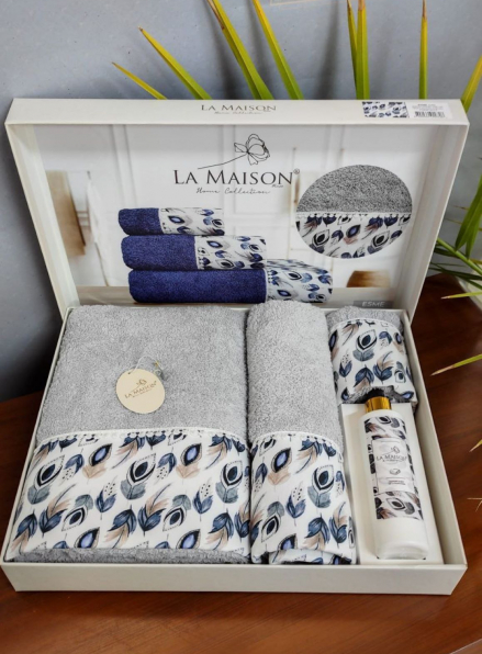 Набір махрових рушників La Maison Esme gri 3шт. + ароматичний спрей