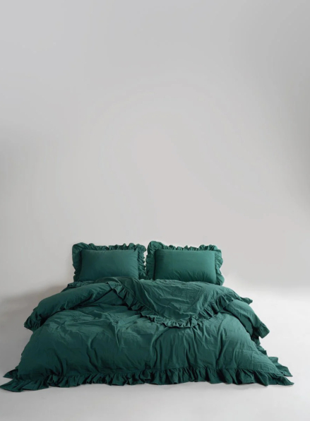 Ексклюзивна постільна білизна Limasso Exclusive  Dark Green 200x220 з вареної бавовни