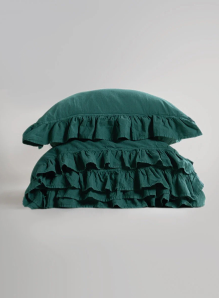 Ексклюзивна постільна білизна Limasso Exclusive  Dark Green 200x220 з вареної бавовни