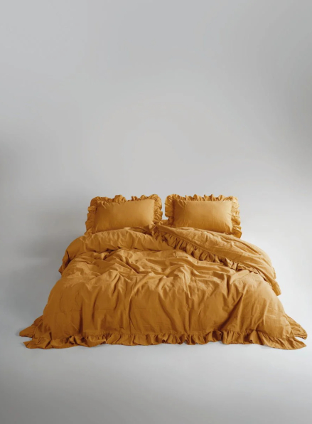 Ексклюзивна постільна білизна Limasso Exclusive Mustard 200x220 з вареної бавовни