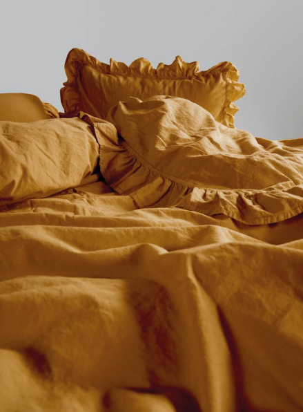 Ексклюзивна постільна білизна Limasso Exclusive Mustard 200x220 з вареної бавовни