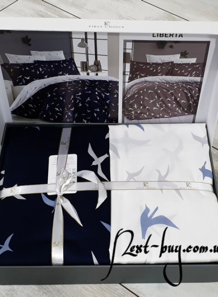 First Choice Liberta Lacivert(navy blue) постельное белье сатин евро 200х220