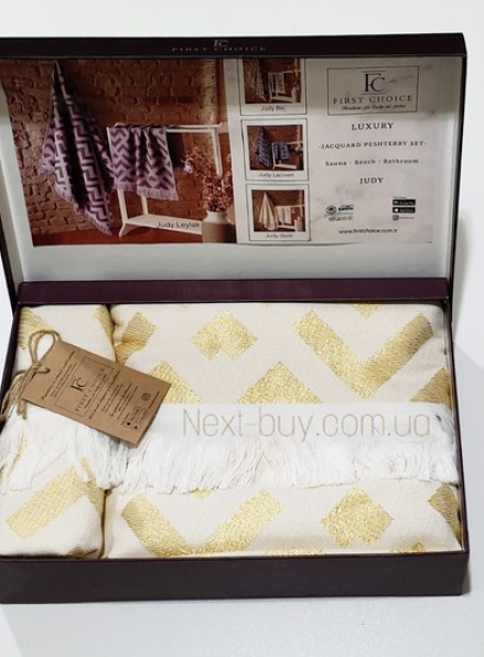 First Choise Luxuri Sauna Beach Bathroom набор махровых полотенец с бахромой лицо банное Турция золотой