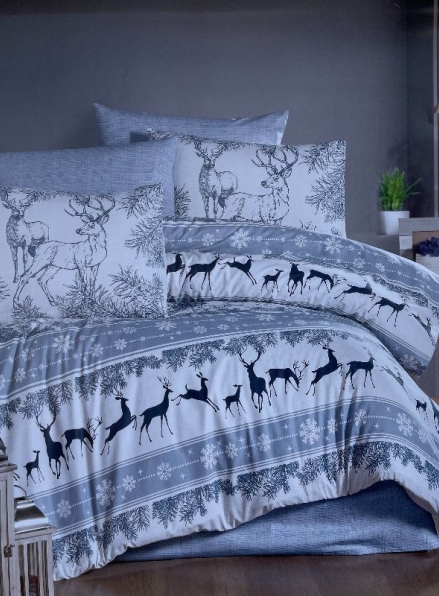 First Сhoice Deer indigo постельное белье ранфорс семейный 160х220х2