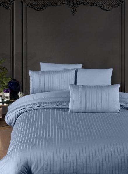 First choice New Trend Dusty Blue deluxe сатин постельное белье евро 200х220