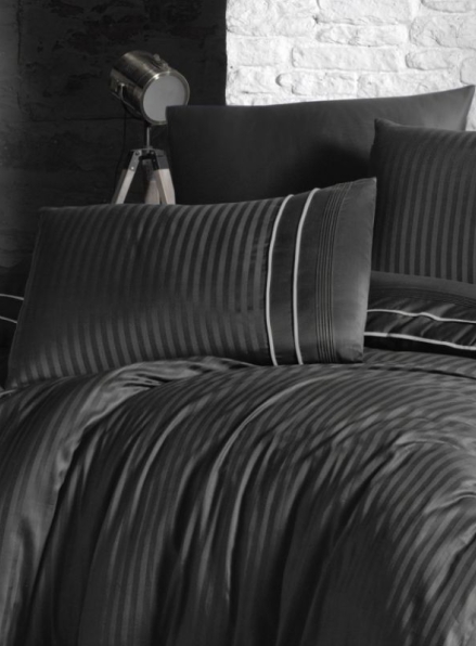 First choice Stripe style anthracite-smoke delux сатин постельное белье евро 200х220