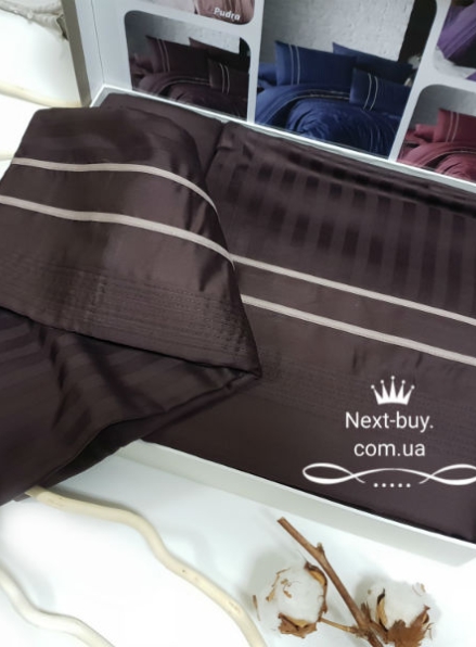 First choice Stripe style cikolata(chocolate) delux сатин постельное белье евро 200х220