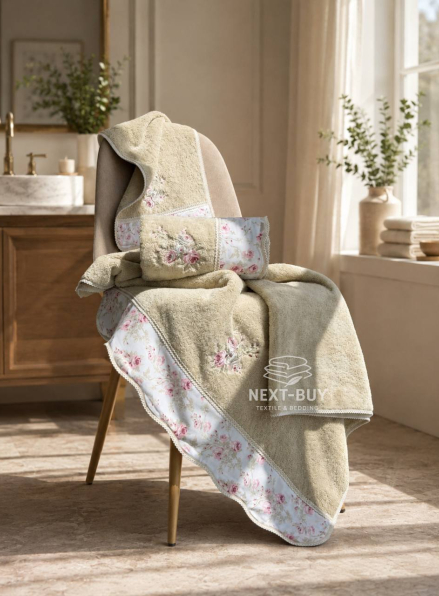 Набір махрових рушників Maison D'or Lady Roses Beige 3шт. бежевий