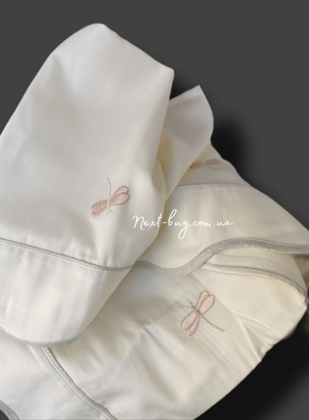 Maison D'or Les Azzures rose постельное белье евро 200х220 сатин с вышивкой из стрекоз