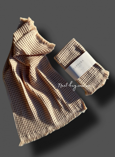 Набор хлопковых, плетенных полотенец Luppura pudra для бани и лица 70х140 и 50х90
