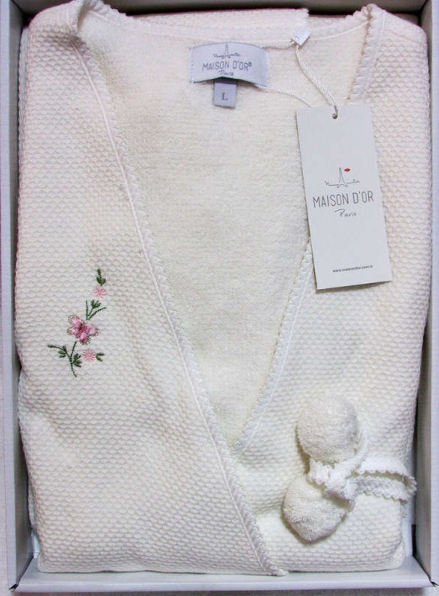 Женский халат махровый Maison D'or Adelynn с махровой сеткой и вышивкой