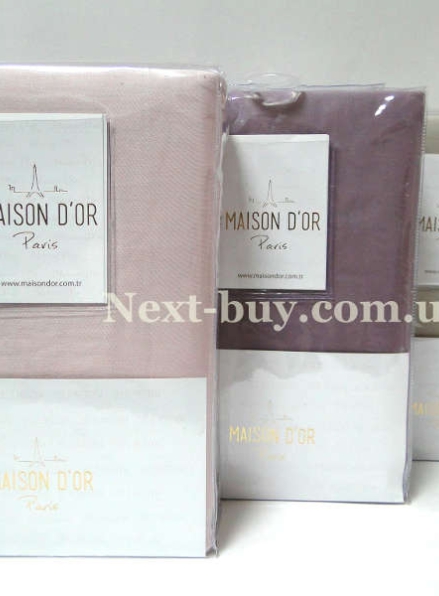 Простынь сатиновая 240х260см Maison D'or Satin plain sheet lilac с наволочками