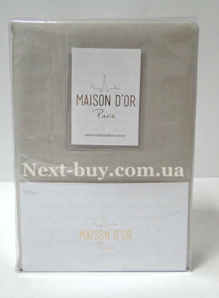 Простирадло сатинове Maison D'or Satin plain sheet beige з наволочками 240х260см