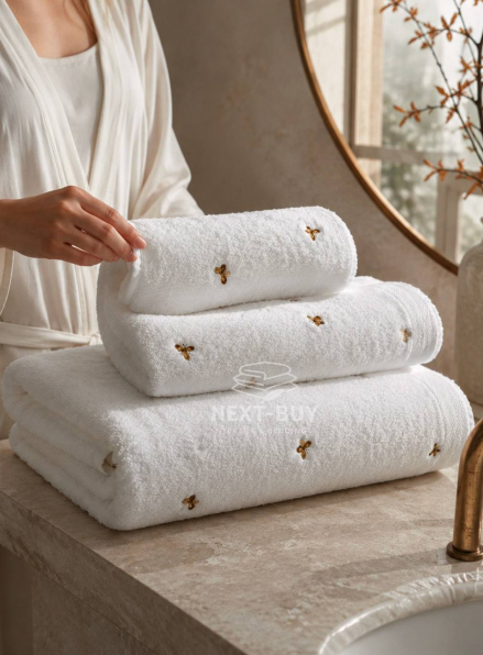 Mахровий рушник для обличчя Maison Dor Soft Butterflies white-brown 50х100 хлопок