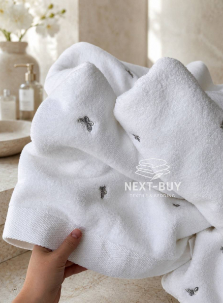 Набір махрових рушників Maison D'or Reve de Papillon white-grey 3шт. бавовна
