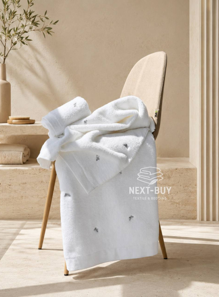 Набір махрових рушників Maison D'or Reve de Papillon white-grey 3шт. бавовна