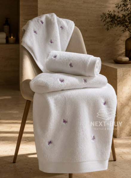 Набір махрових рушників Maison D'or Reve de Papillon white-lilac 3шт. бавовна
