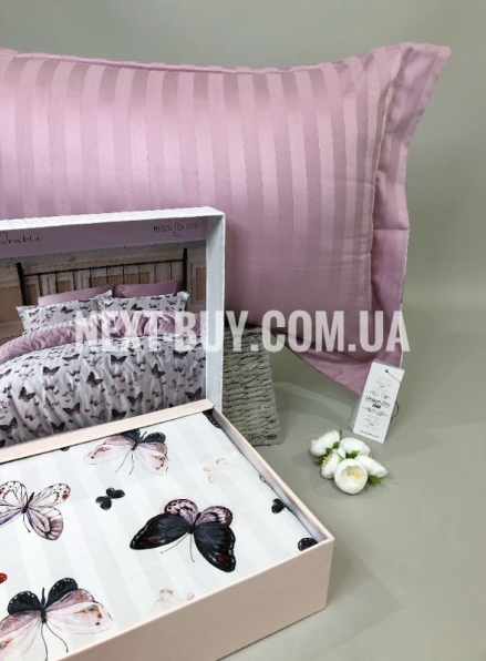 Maison D'or Butterfly Valley dark lilac постільна білизна євро 200х220 сатин