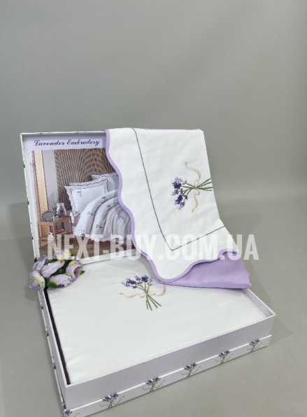 Maison D'or Lavander Embrodery lilac постільна білизна євро 200х220 сатин з вишивкою