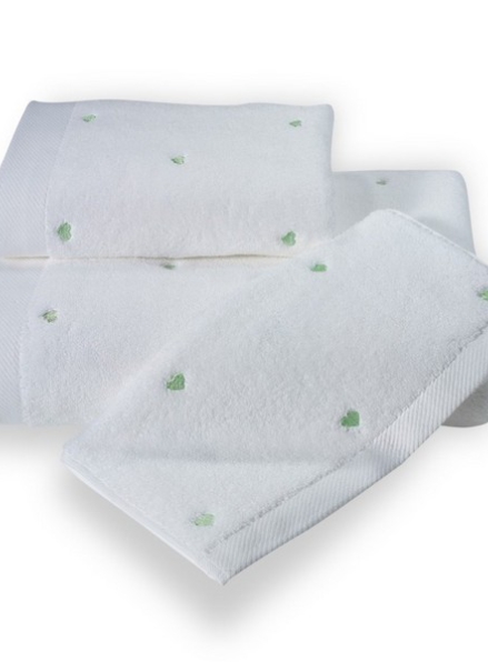 Maison D'or Micro Cotton Love махровий рушник для обличчя 50х100 хлопок біле із зеленим