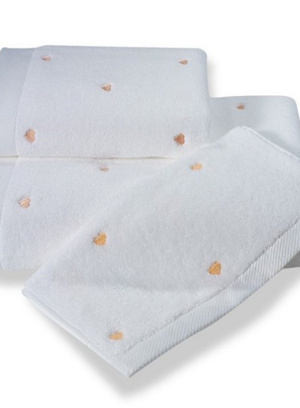 Maison D'or Micro Cotton Love махровое полотенце для лица 50х100 хлопок белое с оранжевым