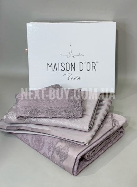 Maison D'or Mirabella Bedcover set lilac набор постельного белья c покрывалом и наволочками 200x220см сатин жаккард с кружевом